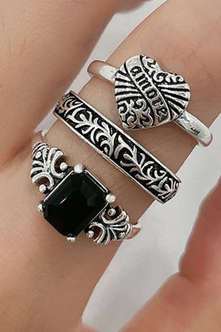 Zinc Alloy Three-Piece Ring Set LOVCIA