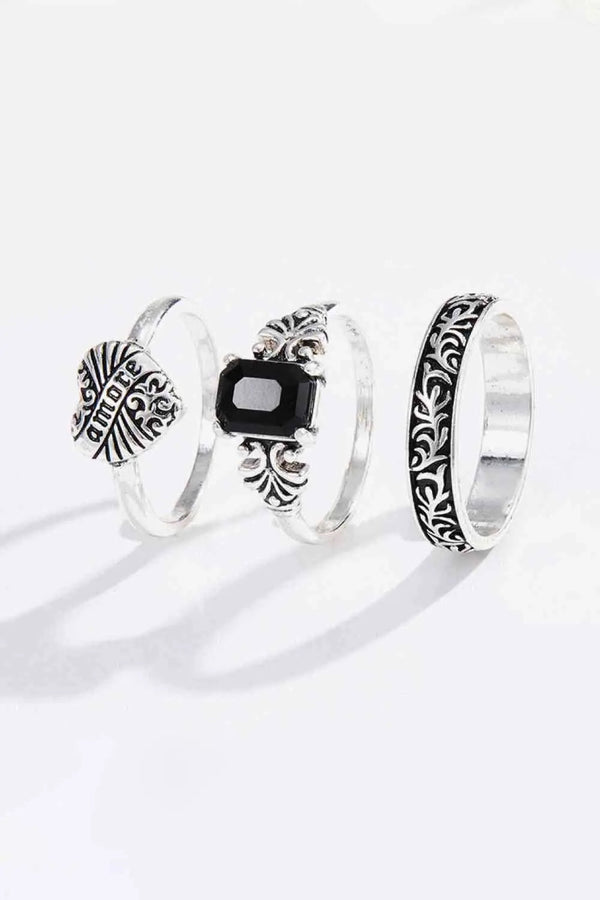 Zinc Alloy Three-Piece Ring Set LOVCIA