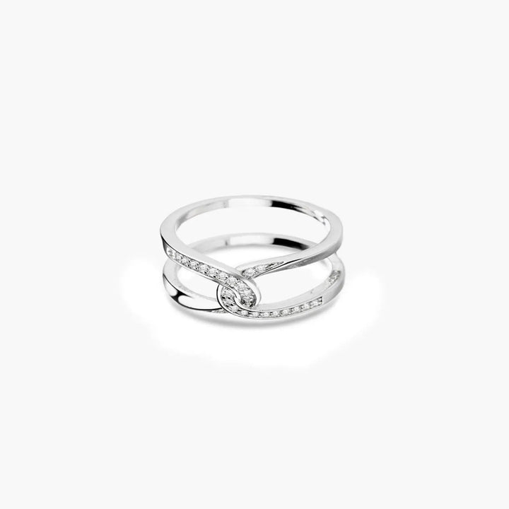 Twisted Inlaid Zircon Double-layered Ring LOVCIA