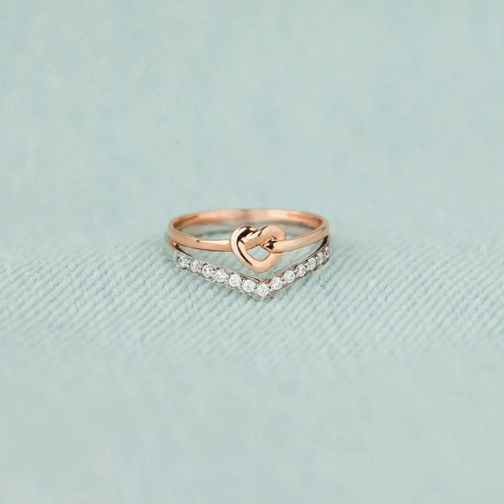 Knotted Heart Shape Inlaid Zircon Ring LOVCIA