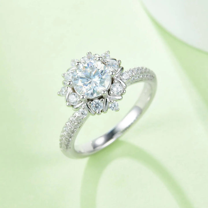 1 Carat Moissanite 925 Sterling Silver Flower Shape Ring LOVCIA