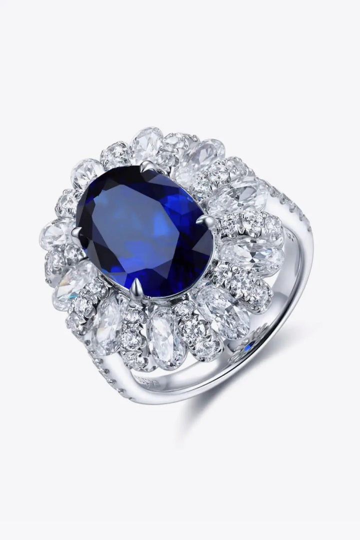 5 Carat Lab-Grown Sapphire Flower Shape Ring LOVCIA