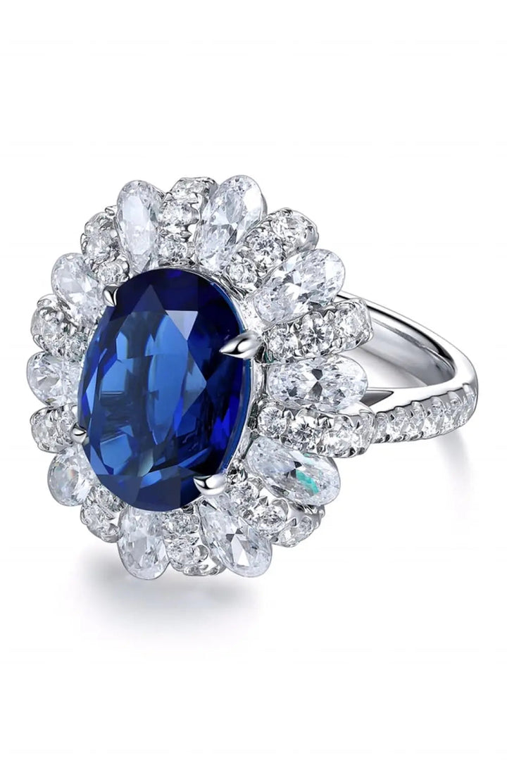 5 Carat Lab-Grown Sapphire Flower Shape Ring LOVCIA