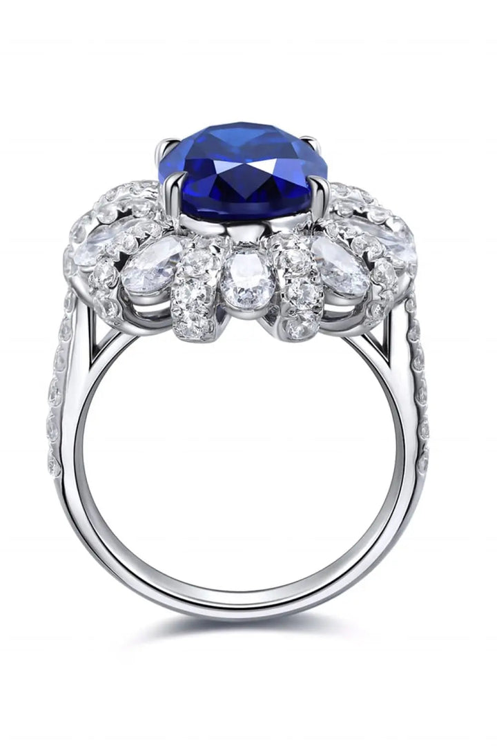 5 Carat Lab-Grown Sapphire Flower Shape Ring LOVCIA