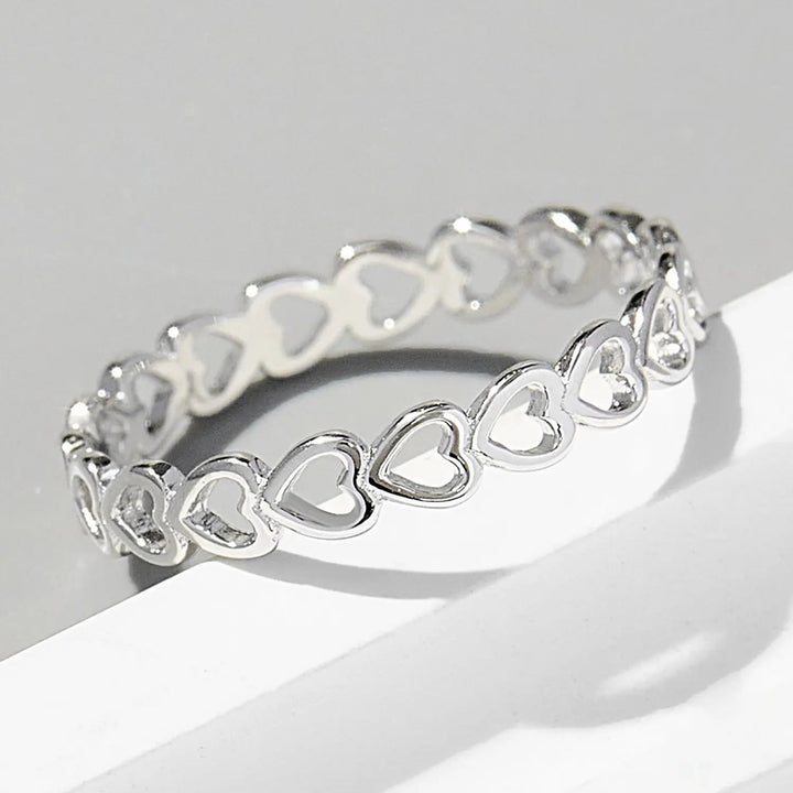 925 Sterling Silver Heart Link Ring LOVCIA