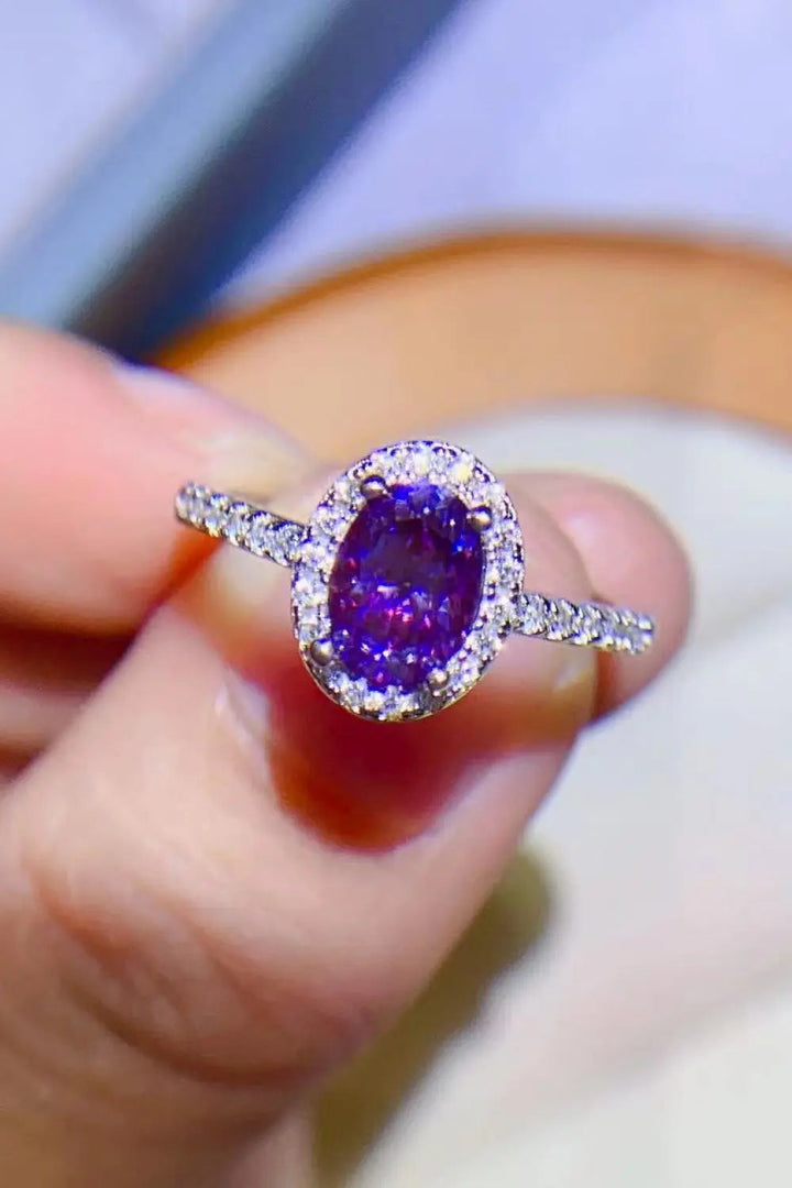 925 Sterling Silver 1 Carat Purple Moissanite Ring LOVCIA