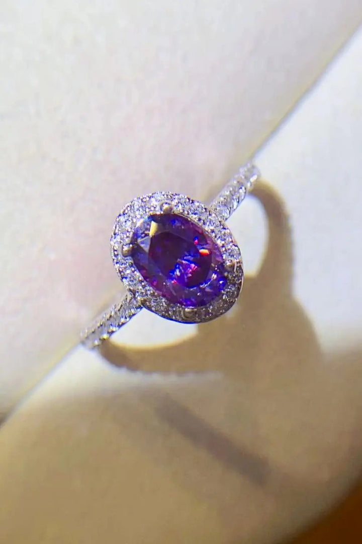 925 Sterling Silver 1 Carat Purple Moissanite Ring LOVCIA