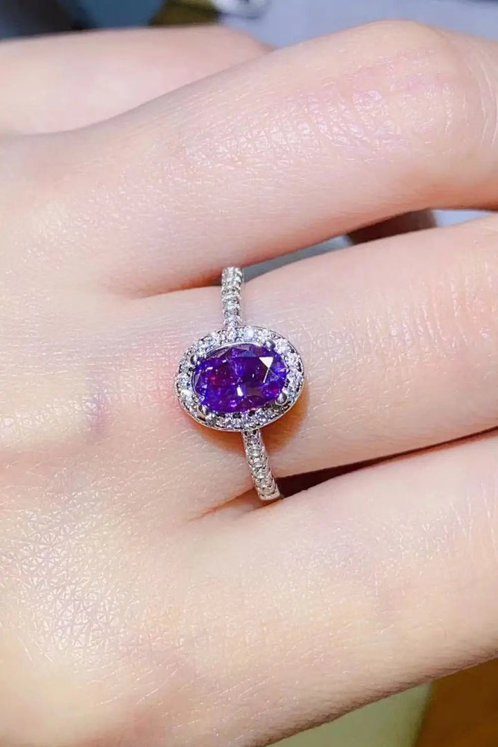 925 Sterling Silver 1 Carat Purple Moissanite Ring LOVCIA