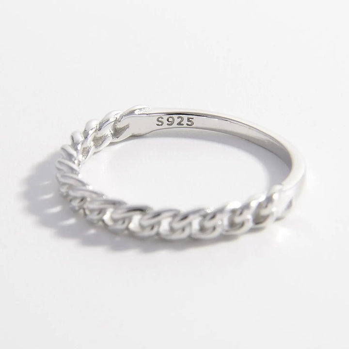 925 Sterling Silver Curb Chain Ring LOVCIA