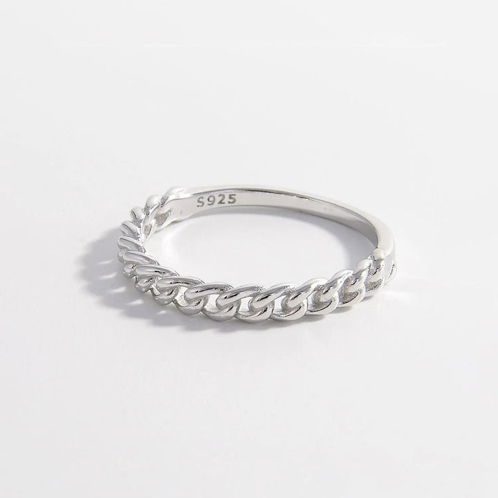 925 Sterling Silver Curb Chain Ring LOVCIA