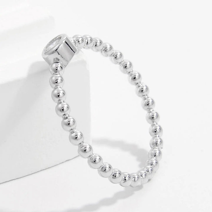 Zircon 925 Sterling Silver Bead Ring LOVCIA