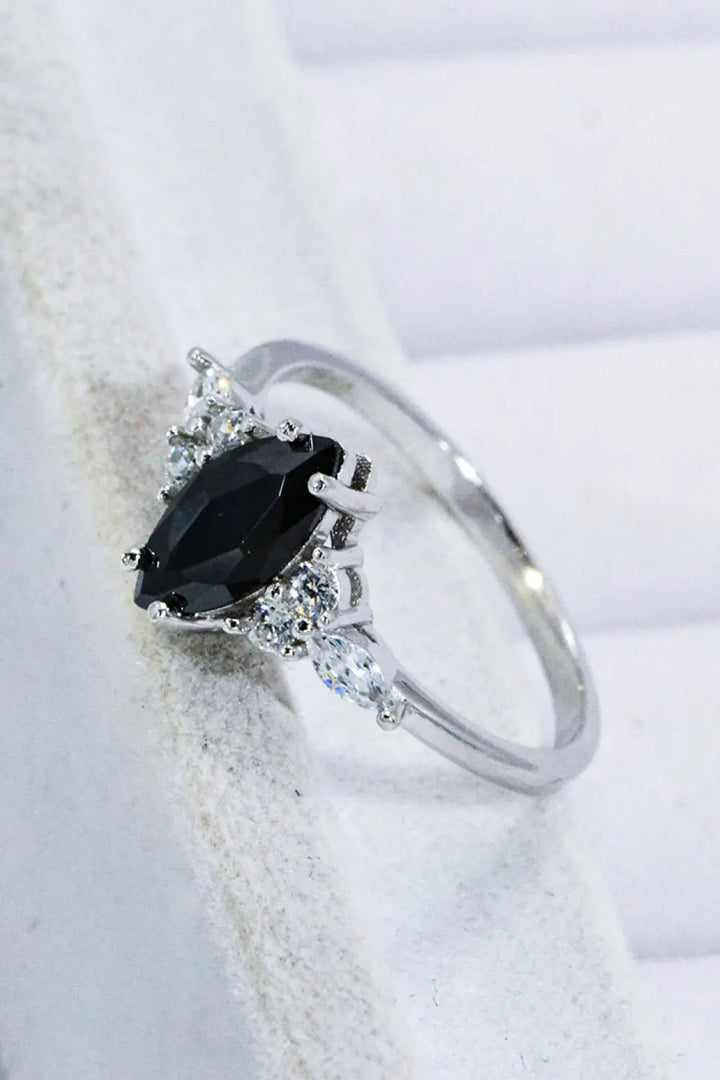 925 Sterling Silver Black Agate Ring LOVCIA