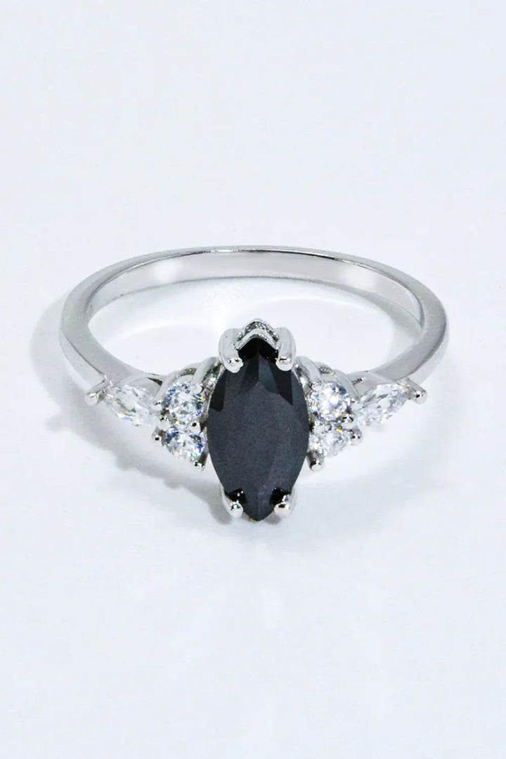 925 Sterling Silver Black Agate Ring LOVCIA