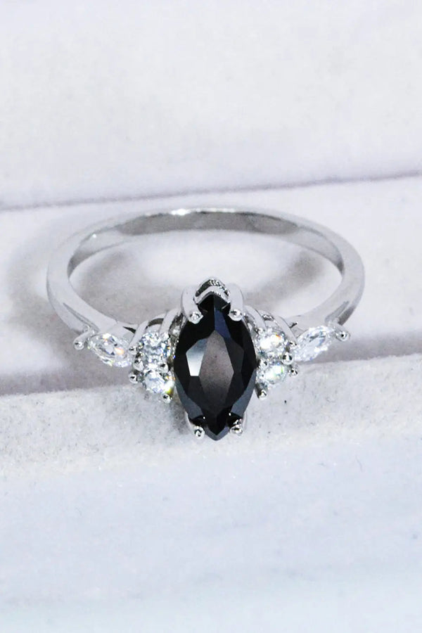 925 Sterling Silver Black Agate Ring LOVCIA