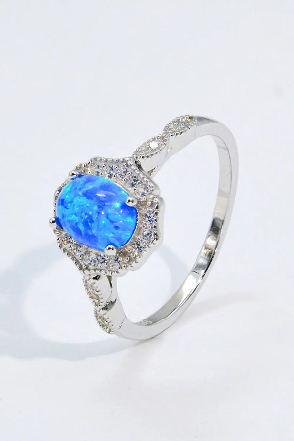 Opal and Zircon 925 Sterling Silver Ring LOVCIA