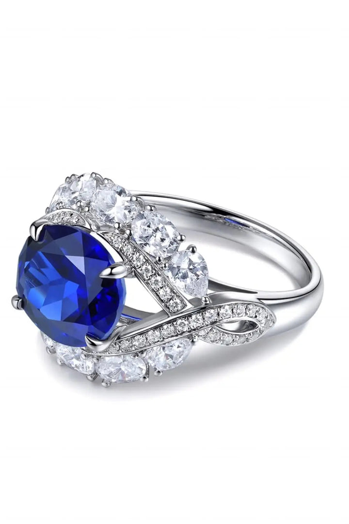 5 Carat Lab-Grown Sapphire Platinum-Plated Ring LOVCIA