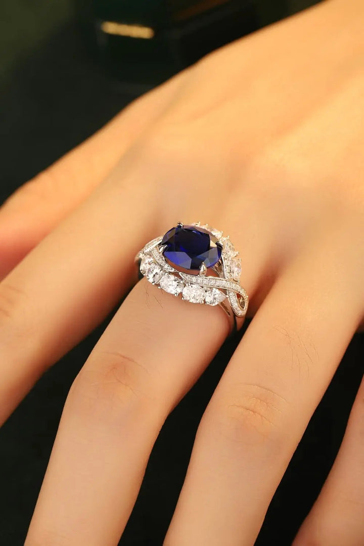 5 Carat Lab-Grown Sapphire Platinum-Plated Ring LOVCIA