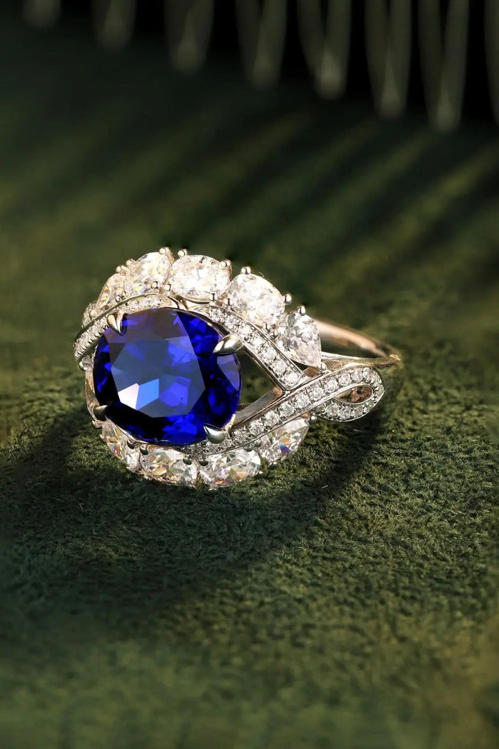 5 Carat Lab-Grown Sapphire Platinum-Plated Ring LOVCIA