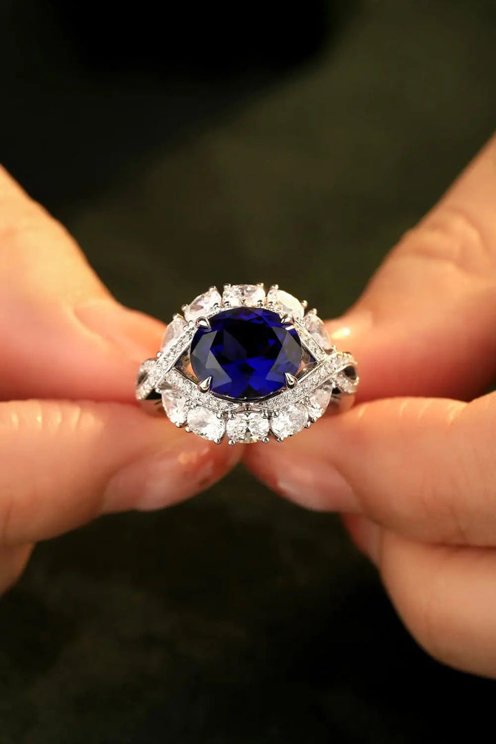 5 Carat Lab-Grown Sapphire Platinum-Plated Ring LOVCIA