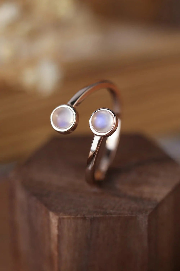 High Quality Natural Moonstone 925 Sterling Silver Toi Et Moi Ring LOVCIA