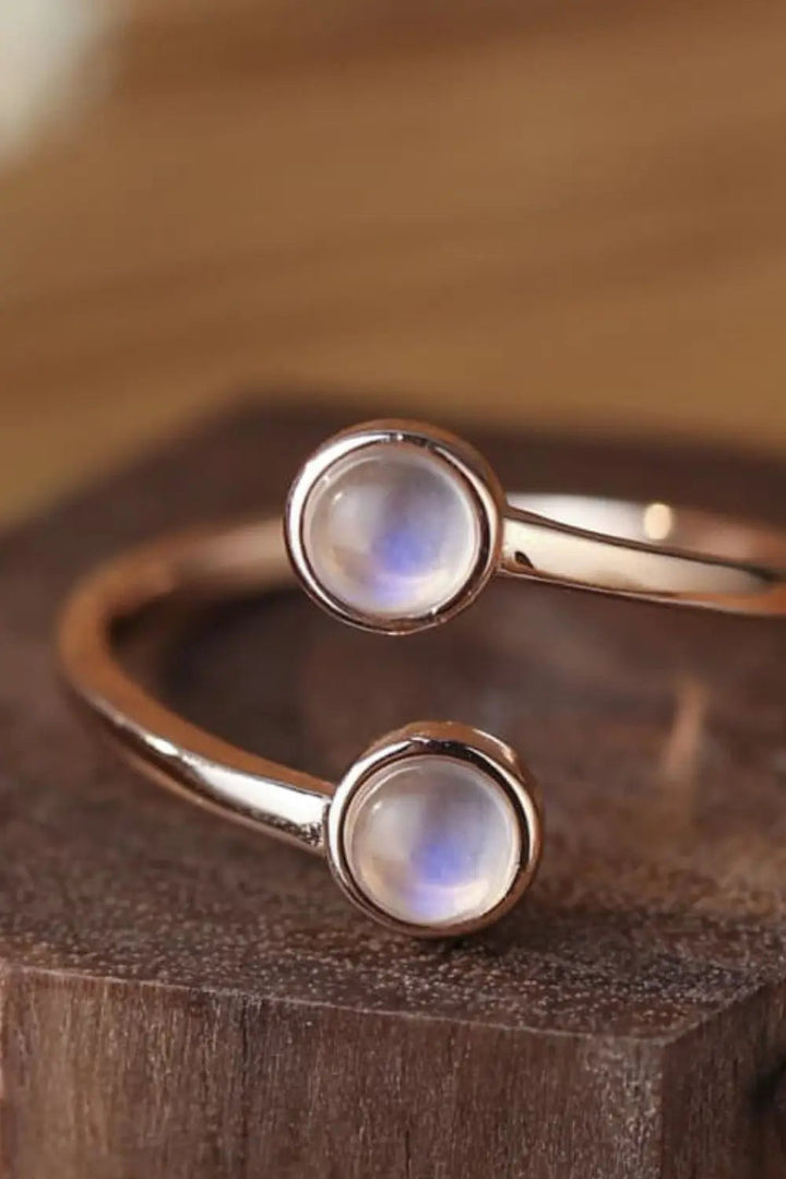 High Quality Natural Moonstone 925 Sterling Silver Toi Et Moi Ring LOVCIA