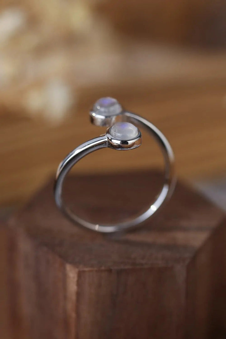 High Quality Natural Moonstone 925 Sterling Silver Toi Et Moi Ring LOVCIA