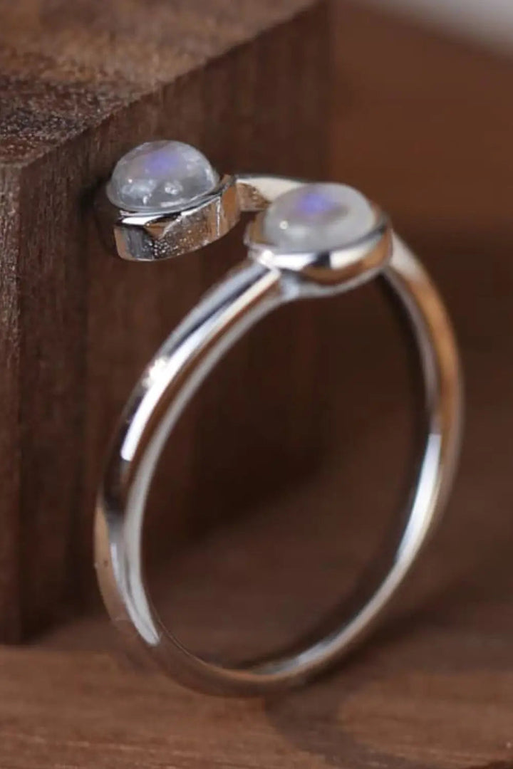 High Quality Natural Moonstone 925 Sterling Silver Toi Et Moi Ring LOVCIA