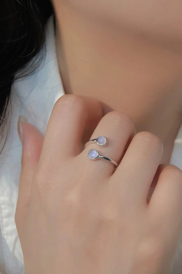 High Quality Natural Moonstone 925 Sterling Silver Toi Et Moi Ring LOVCIA