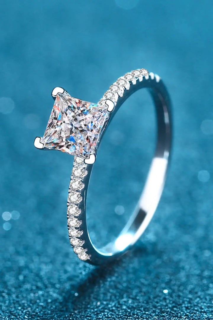 Rhodium-Plated 2 Carat Moissanite Four-Prong Ring LOVCIA