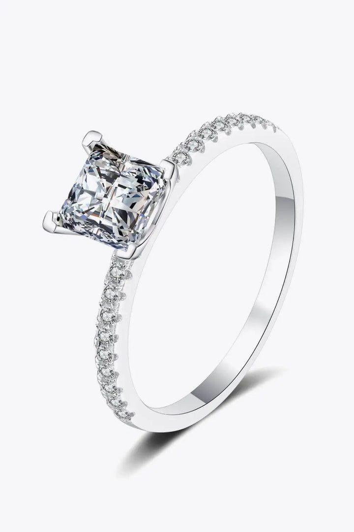 Rhodium-Plated 2 Carat Moissanite Four-Prong Ring LOVCIA