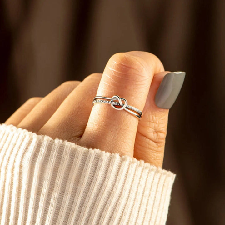 925 Sterling Silver Double-Layered Knot Ring LOVCIA