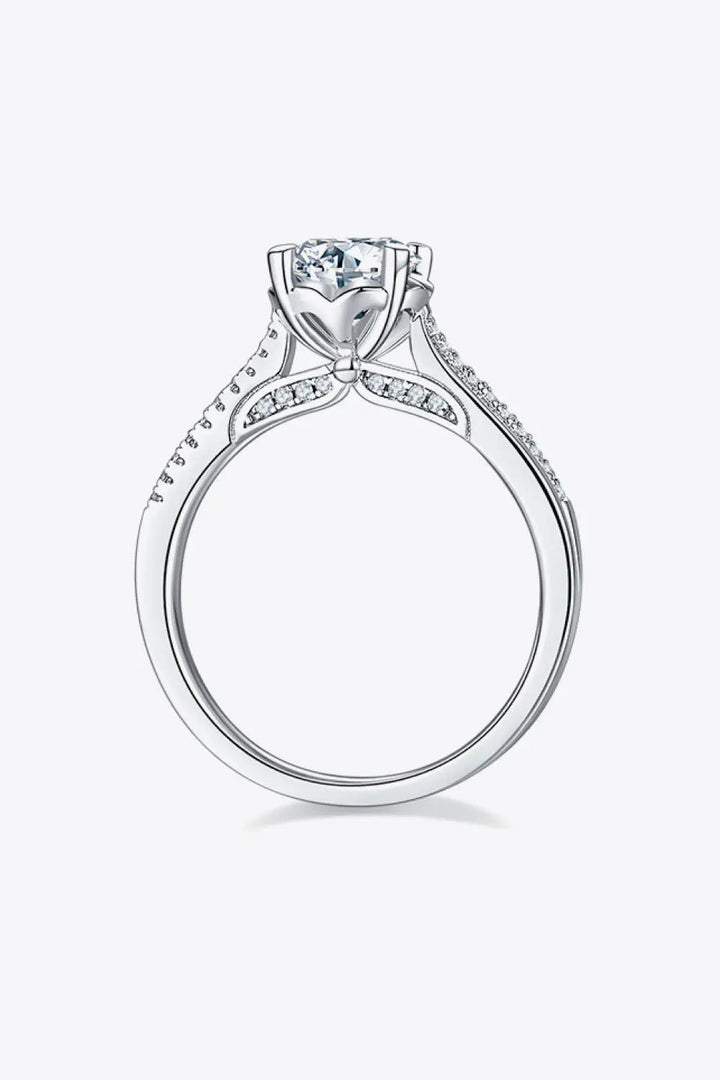 Adored 1 Carat Moissanite 925 Sterling Silver Side Stone Ring LOVCIA