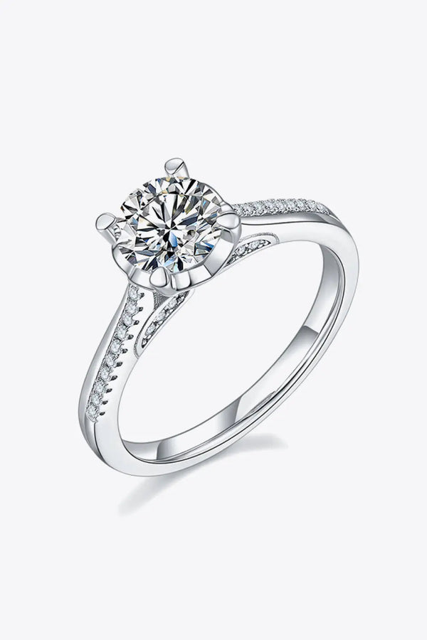 Adored 1 Carat Moissanite 925 Sterling Silver Side Stone Ring LOVCIA