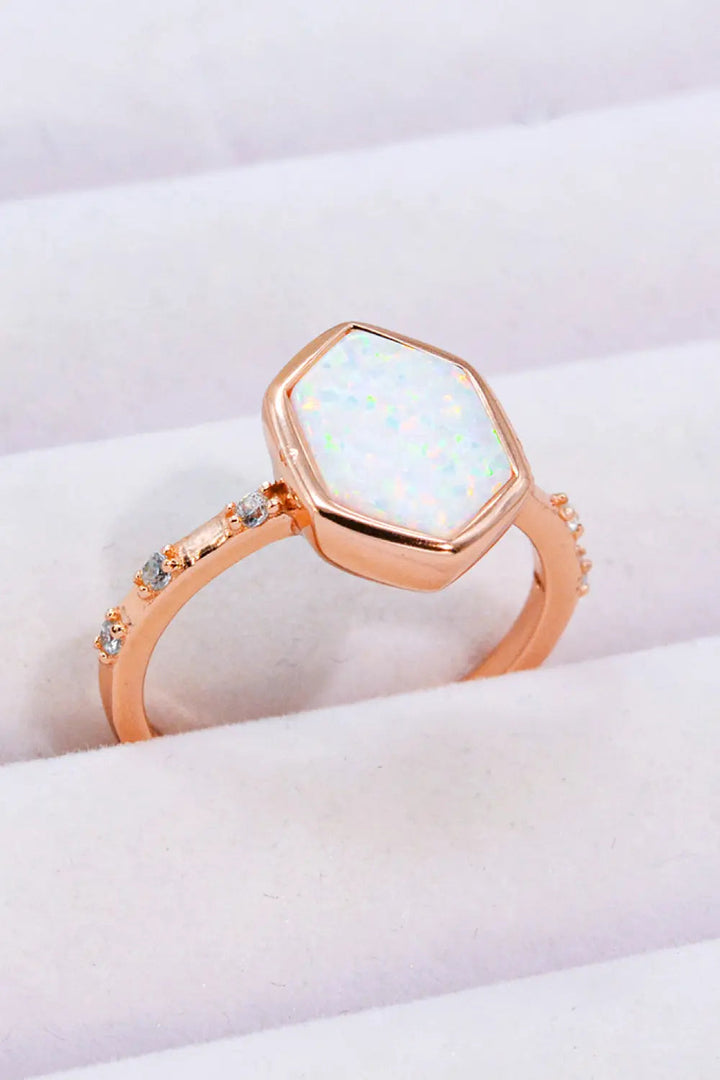 LOVCIA Opal Hexagon 925 Sterling Silver Ring