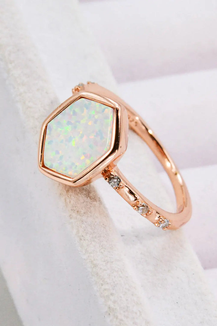 LOVCIA Opal Hexagon 925 Sterling Silver Ring