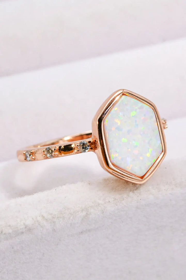 LOVCIA Opal Hexagon 925 Sterling Silver Ring