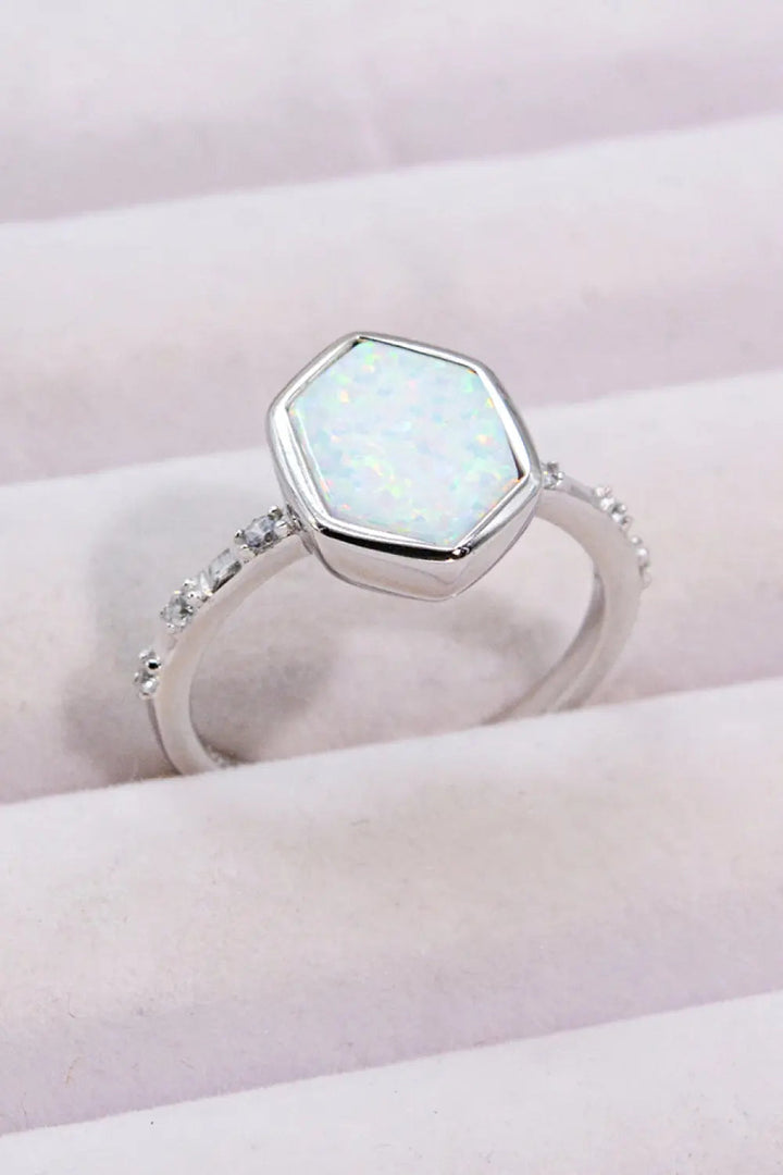 LOVCIA Opal Hexagon 925 Sterling Silver Ring