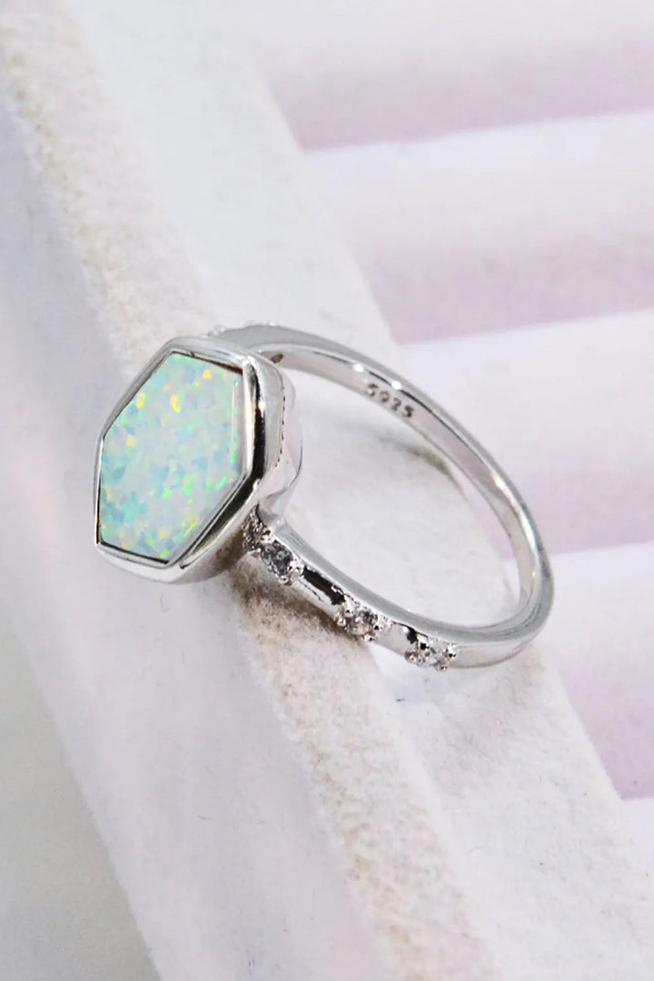 LOVCIA Opal Hexagon 925 Sterling Silver Ring