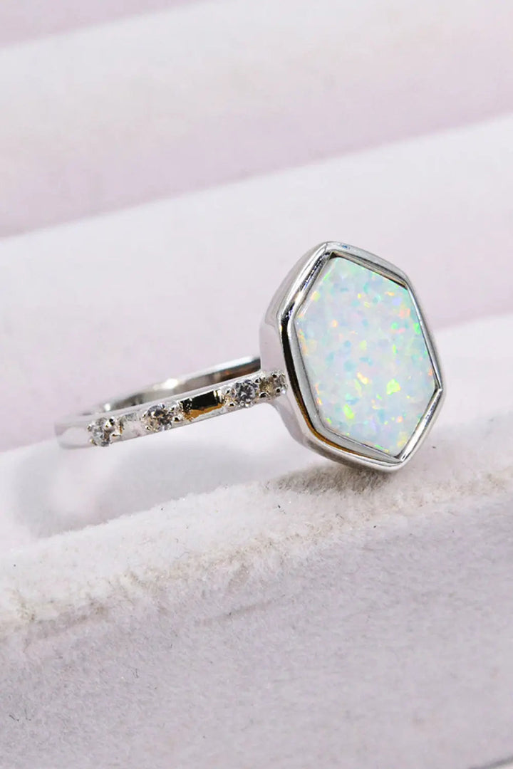 LOVCIA Opal Hexagon 925 Sterling Silver Ring