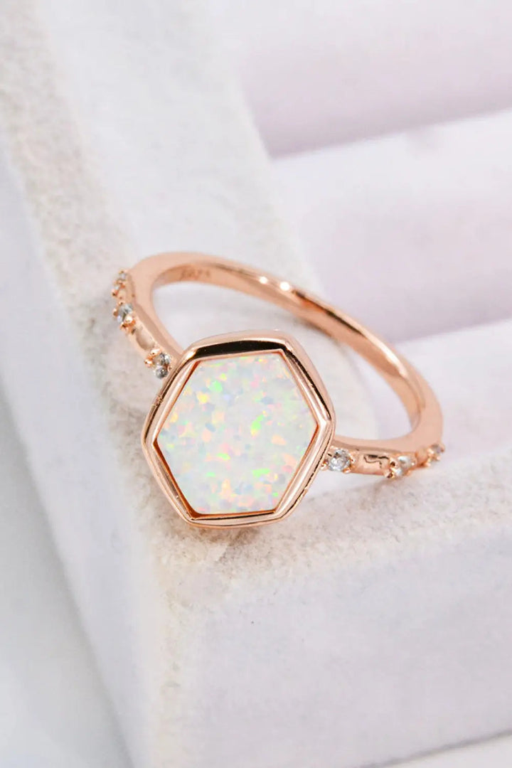 LOVCIA Opal Hexagon 925 Sterling Silver Ring