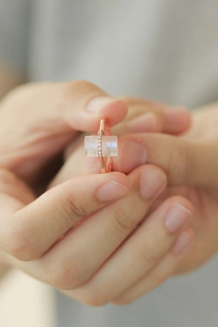 Natural Moonstone Platinum-Plated Ring LOVCIA