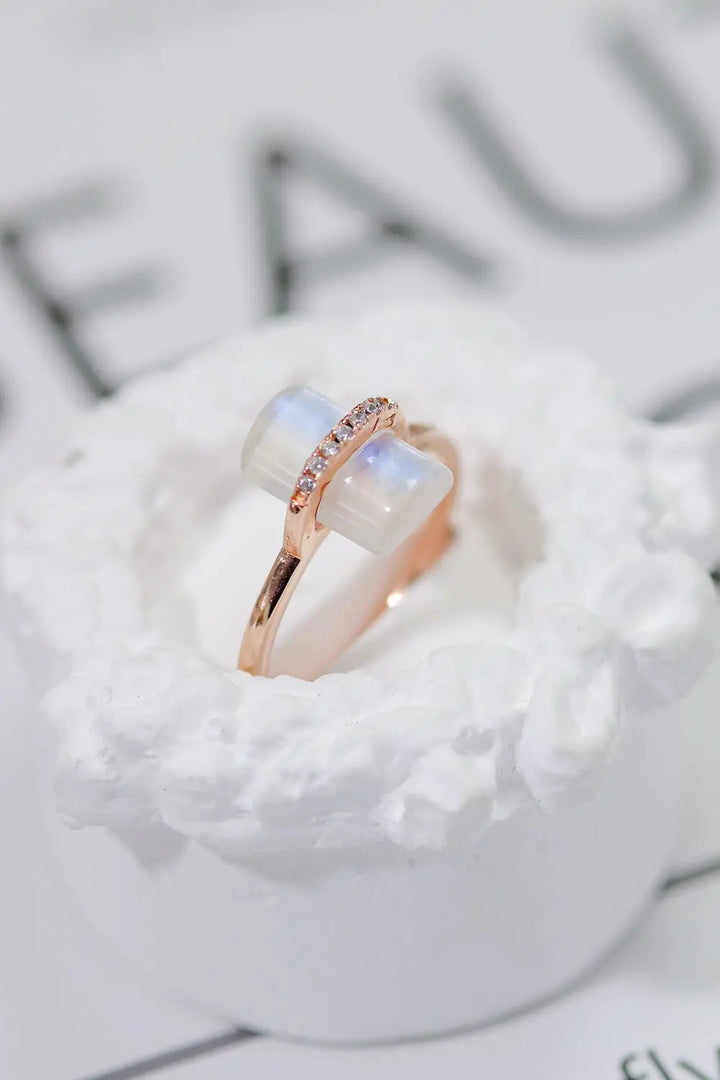 Natural Moonstone Platinum-Plated Ring LOVCIA