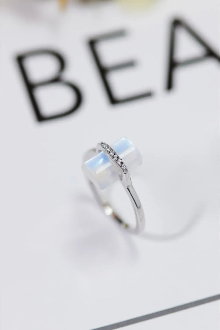 Natural Moonstone Platinum-Plated Ring LOVCIA