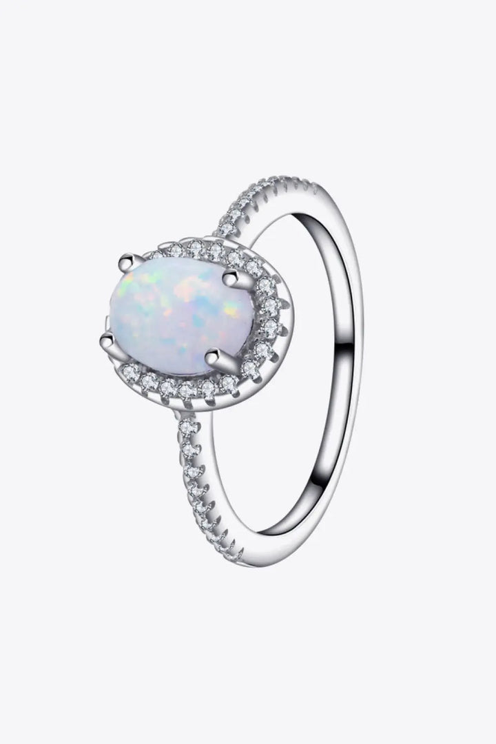 Opal 925 Sterling Silver Halo Ring LOVCIA