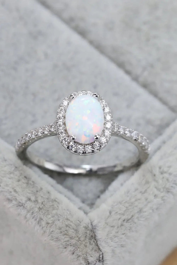 LOVCIA Opal 925 Sterling Silver Halo Ring