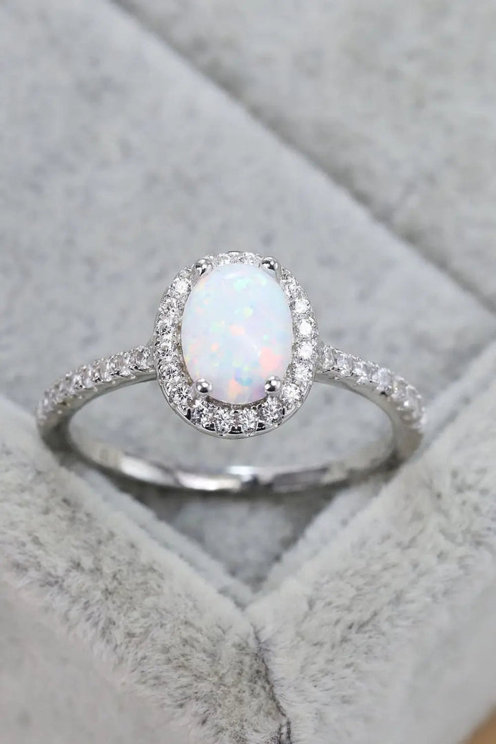 LOVCIA Opal 925 Sterling Silver Halo Ring