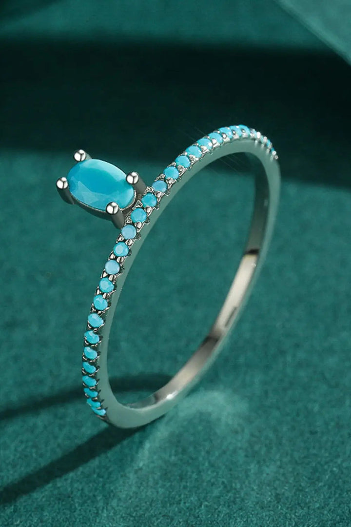 925 Sterling Silver Artificial Turquoise Ring LOVCIA