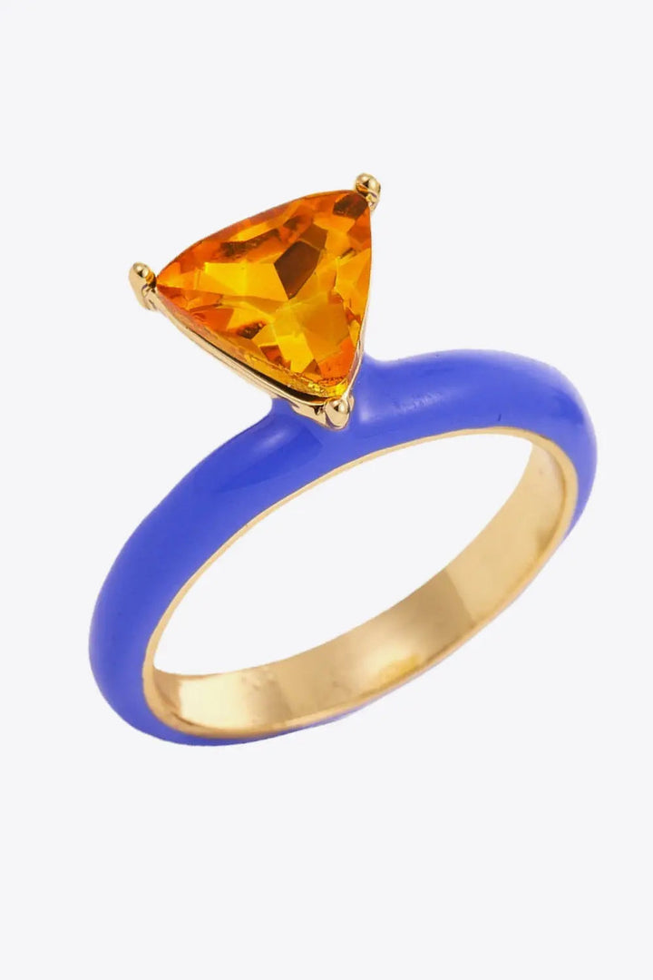 18K Gold Plated Triangle Glass Stone Ring LOVCIA