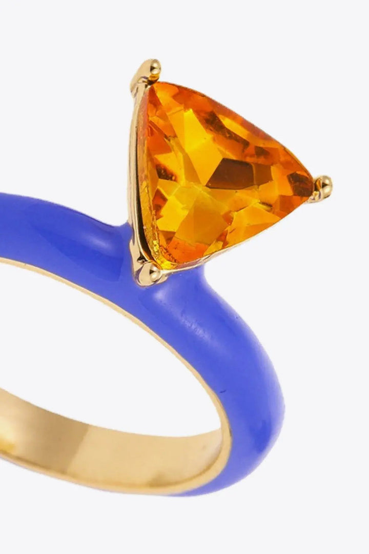 18K Gold Plated Triangle Glass Stone Ring LOVCIA