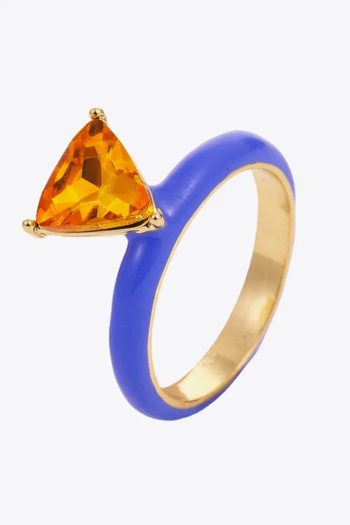 18K Gold Plated Triangle Glass Stone Ring LOVCIA